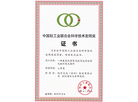 2019年中國輕工業聯合會科學技術發明獎